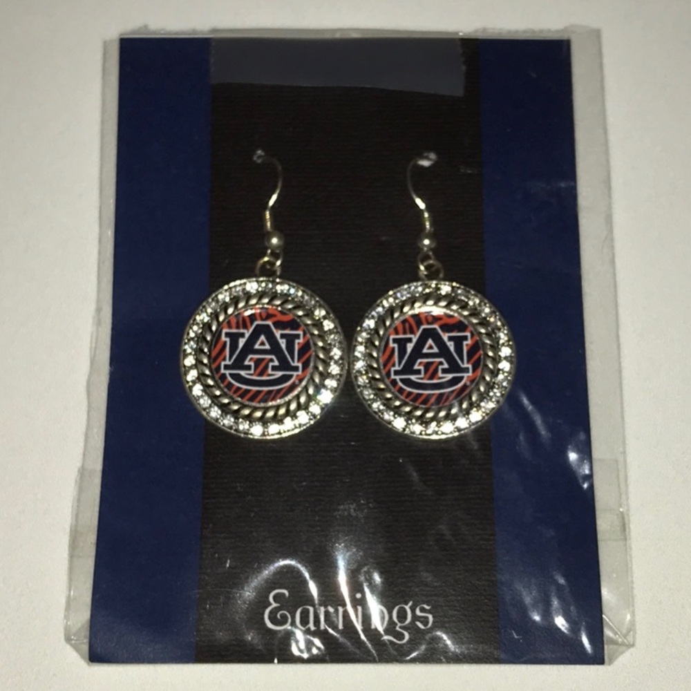 AUBURN UNIVERSITY LOGO EARRINGS WITH CRYSTALS
